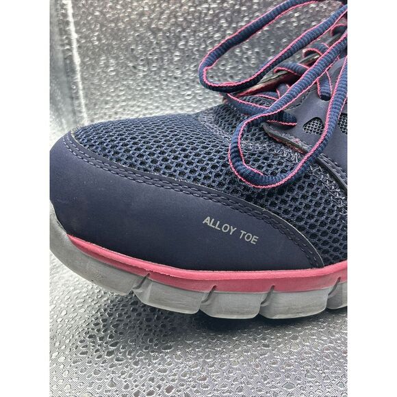 Reebok Sublite Alloy Toe Work Shoes Men's 11 Women's 12 Navy With Pink Trim - Picture 6 of 16